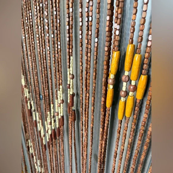 VINTAGE Wood beaded curtain BOHO HIPPIE doorway wall hang BRAND NEW 35x75 - Picture 2 of 5